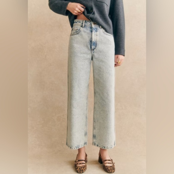 Sezane Wide Leg Jeans light acid wash Le Crop size 2 (34) - Picture 2 of 10